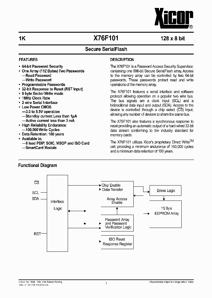 X76F101_531438.PDF Datasheet