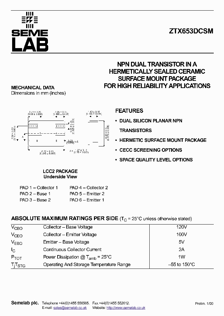 ZTX653DCSM_520775.PDF Datasheet