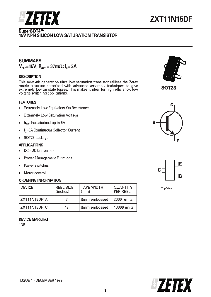 ZXT11N15DF_517637.PDF Datasheet