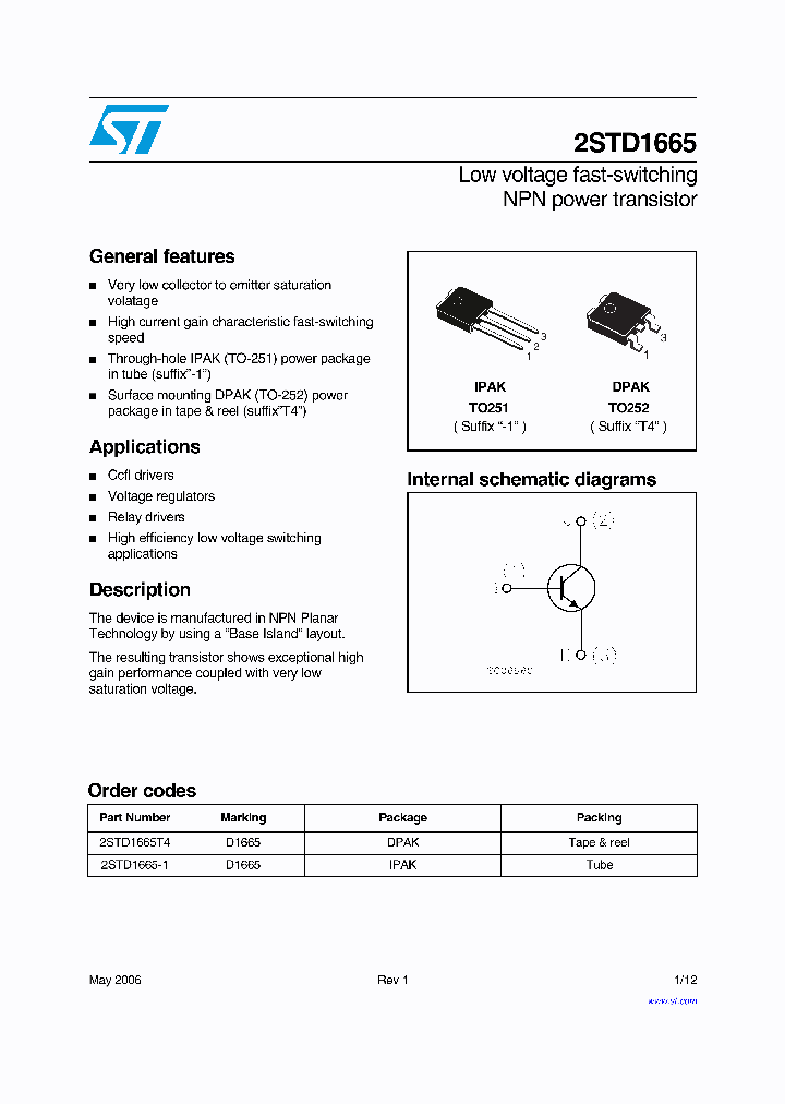 2STD1665_735291.PDF Datasheet