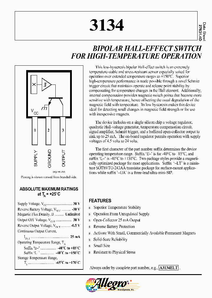 A3134ELT_755616.PDF Datasheet