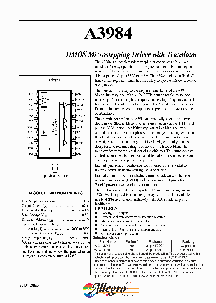 A3984SLPTR_722672.PDF Datasheet