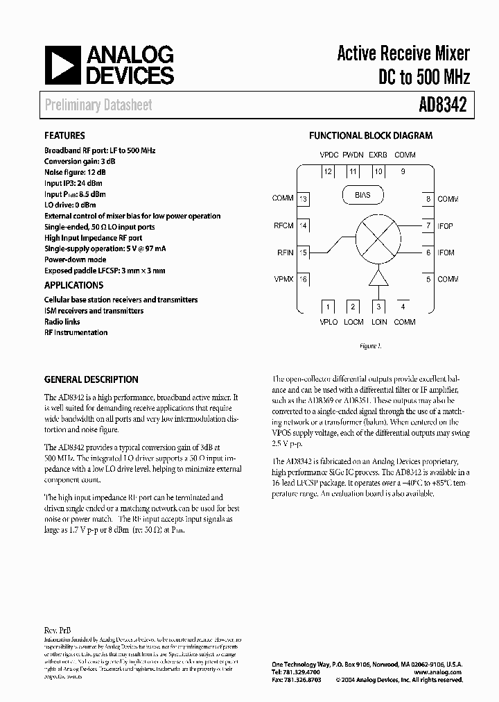 AD8342ACPZ-WP_692988.PDF Datasheet