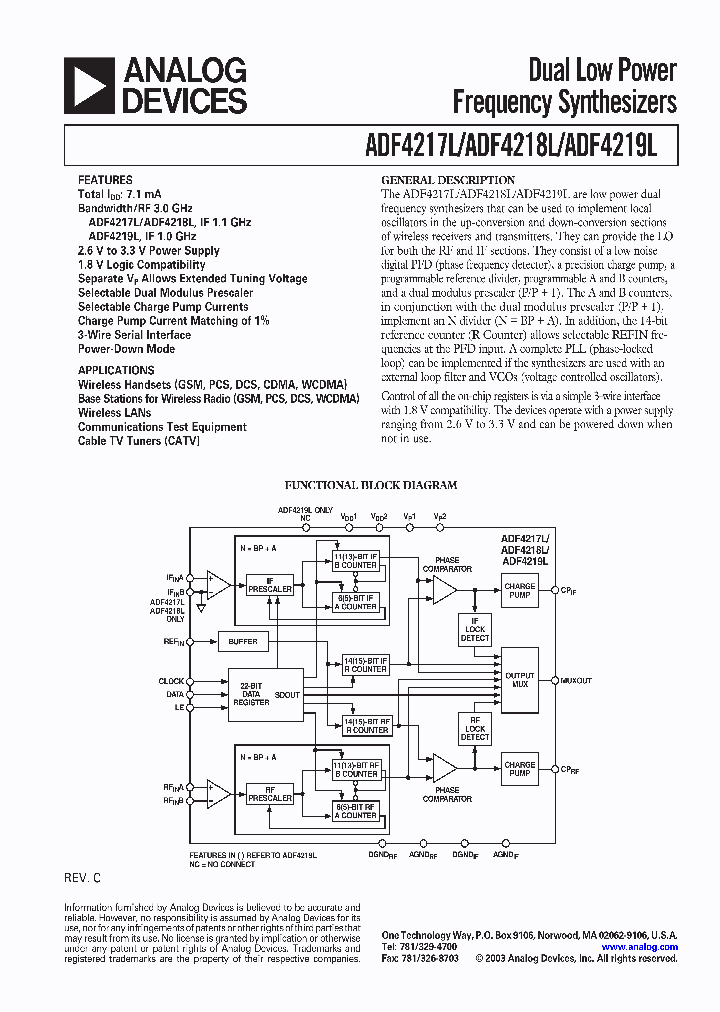 ADF4219LBCC_614835.PDF Datasheet