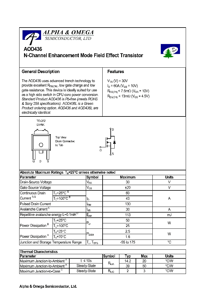 AOD436_610116.PDF Datasheet