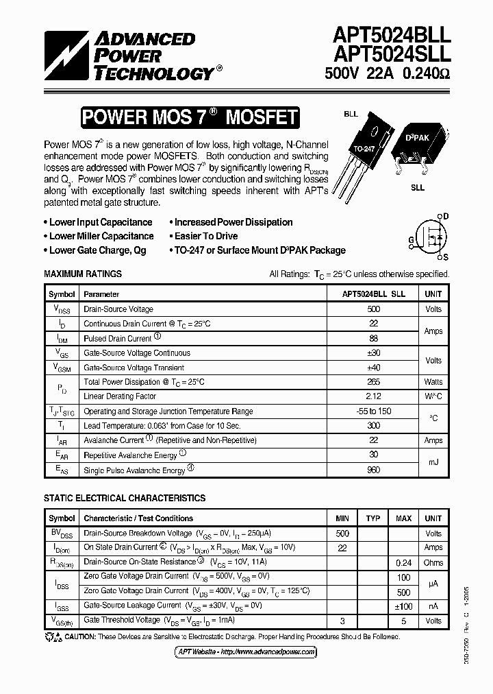 APT5024SLL_644427.PDF Datasheet
