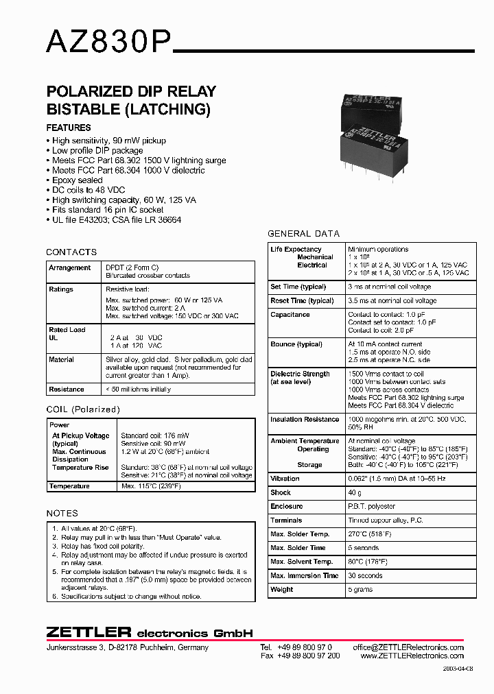 AZ830P2-2C-9DSE_664800.PDF Datasheet