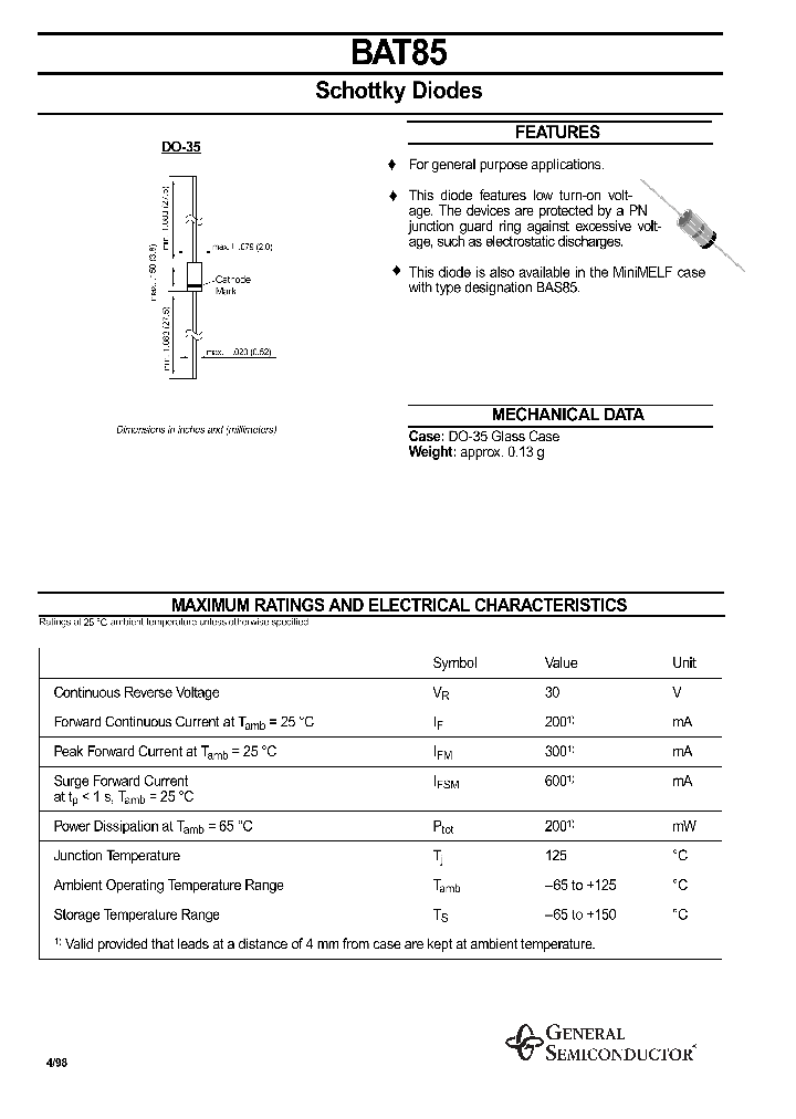 BAT85_564987.PDF Datasheet