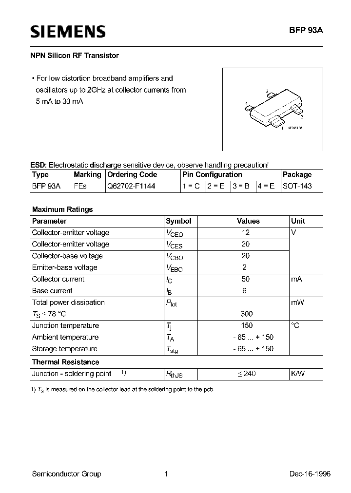 BFP93_764300.PDF Datasheet