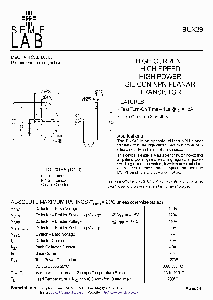 BUX39_779328.PDF Datasheet