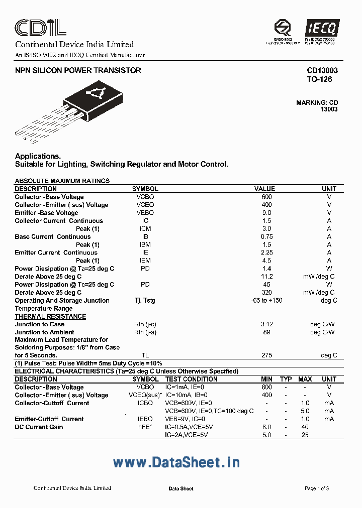 CD13003_634664.PDF Datasheet