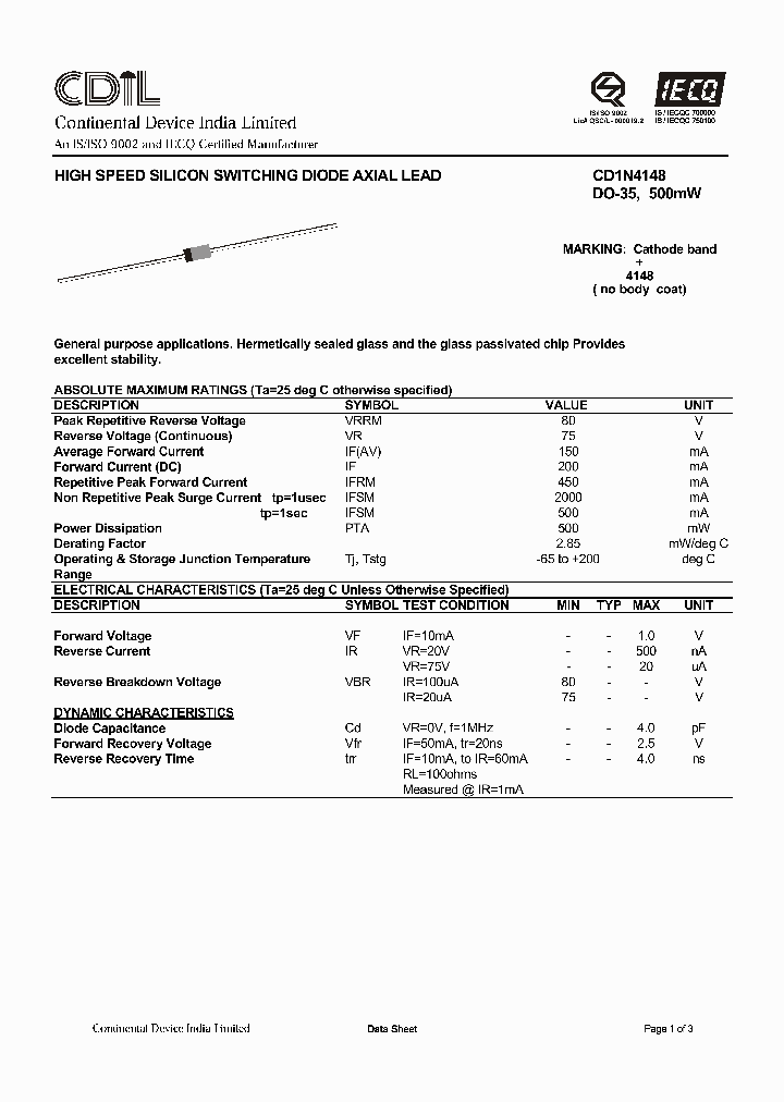 CD1N4148_569183.PDF Datasheet