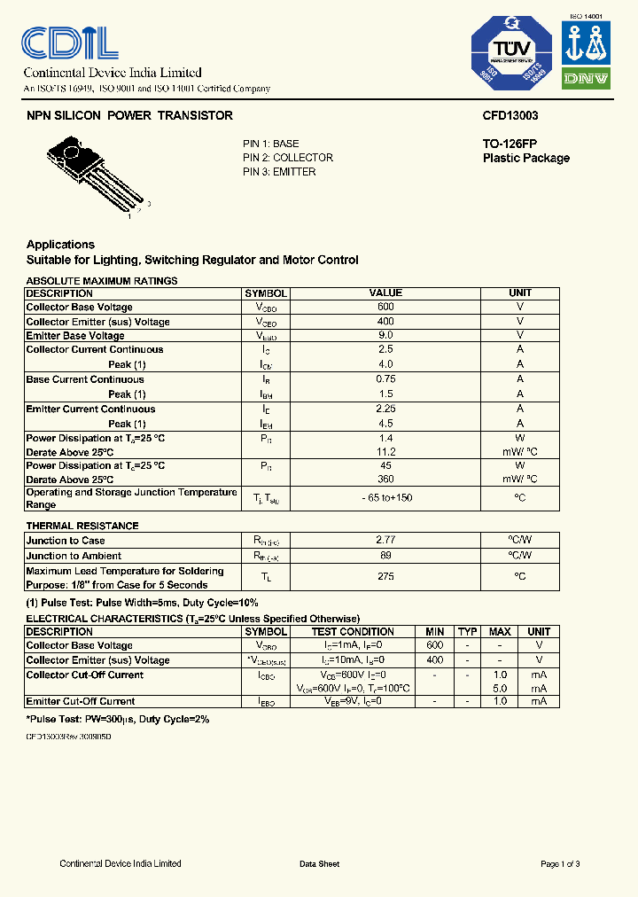 CFD13003_634663.PDF Datasheet