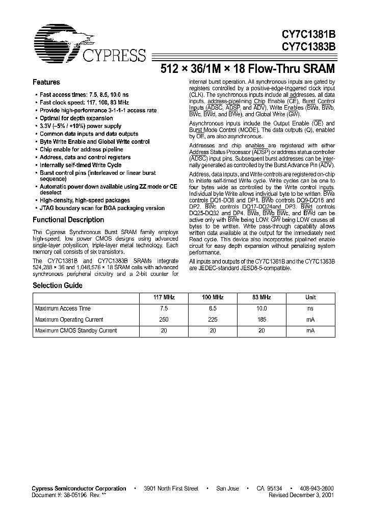 CY7C1381B_656487.PDF Datasheet