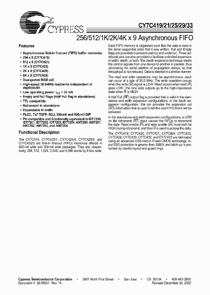 CY7C421_600998.PDF Datasheet