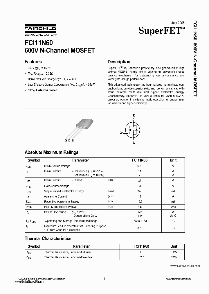 FCI11N60_717679.PDF Datasheet