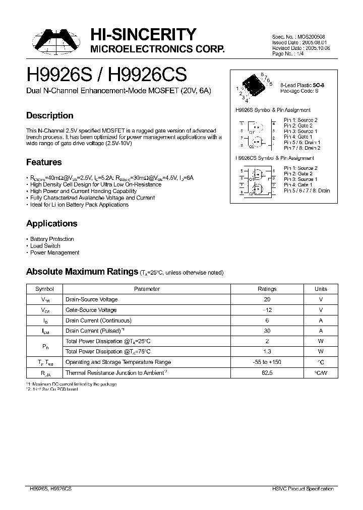 H9926S_618596.PDF Datasheet