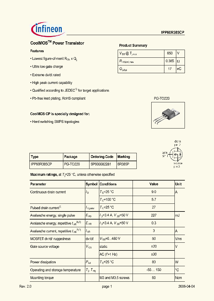 IPP60R385CP_578412.PDF Datasheet