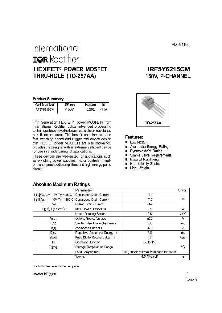IRF5Y6215CM_592075.PDF Datasheet