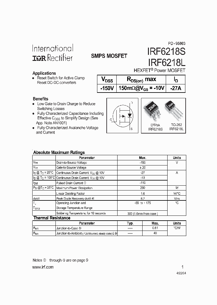 IRF6218L_659549.PDF Datasheet