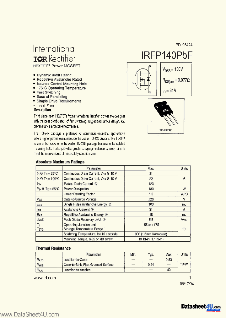 IRFP140PBF_567011.PDF Datasheet