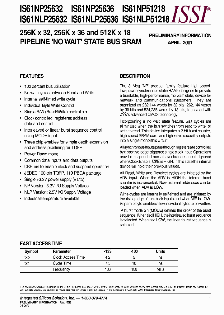 IS61NLP25636_655897.PDF Datasheet