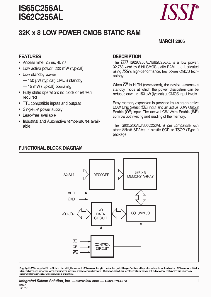 IS62C256AL_401285.PDF Datasheet