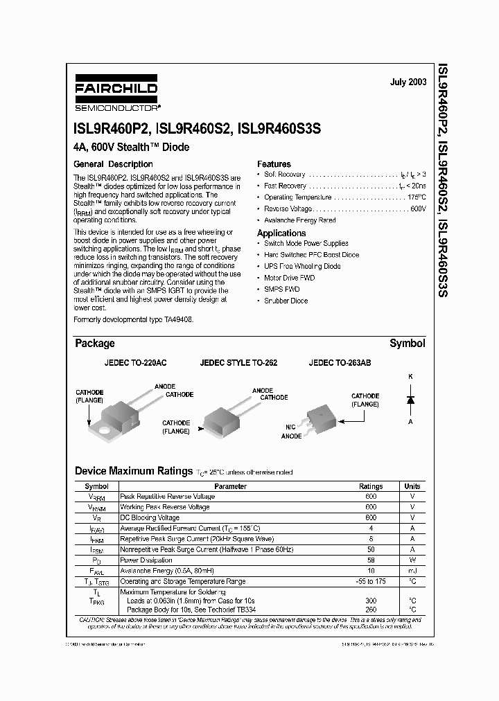 ISL9R460S3ST_568938.PDF Datasheet