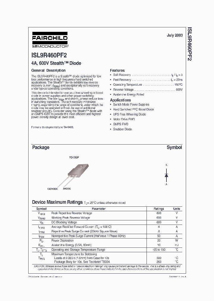 ISL9R460PF2_608582.PDF Datasheet