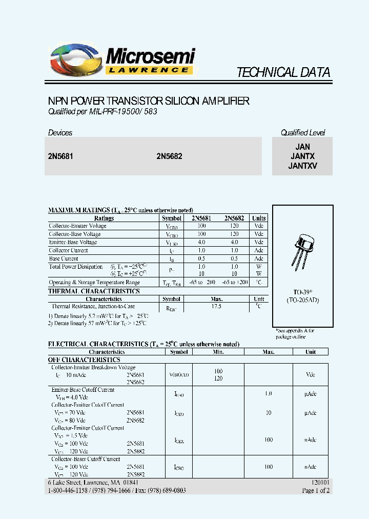 JANTXV2N5682_709190.PDF Datasheet