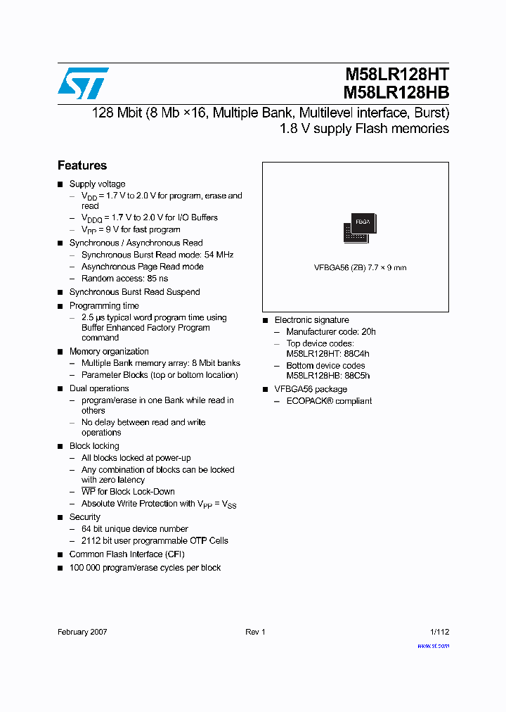 M58LR128HB_738874.PDF Datasheet