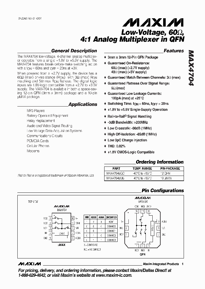 MAX4704EGC_570435.PDF Datasheet