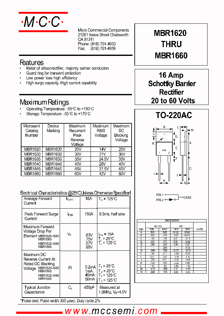 MBR1620_273950.PDF Datasheet