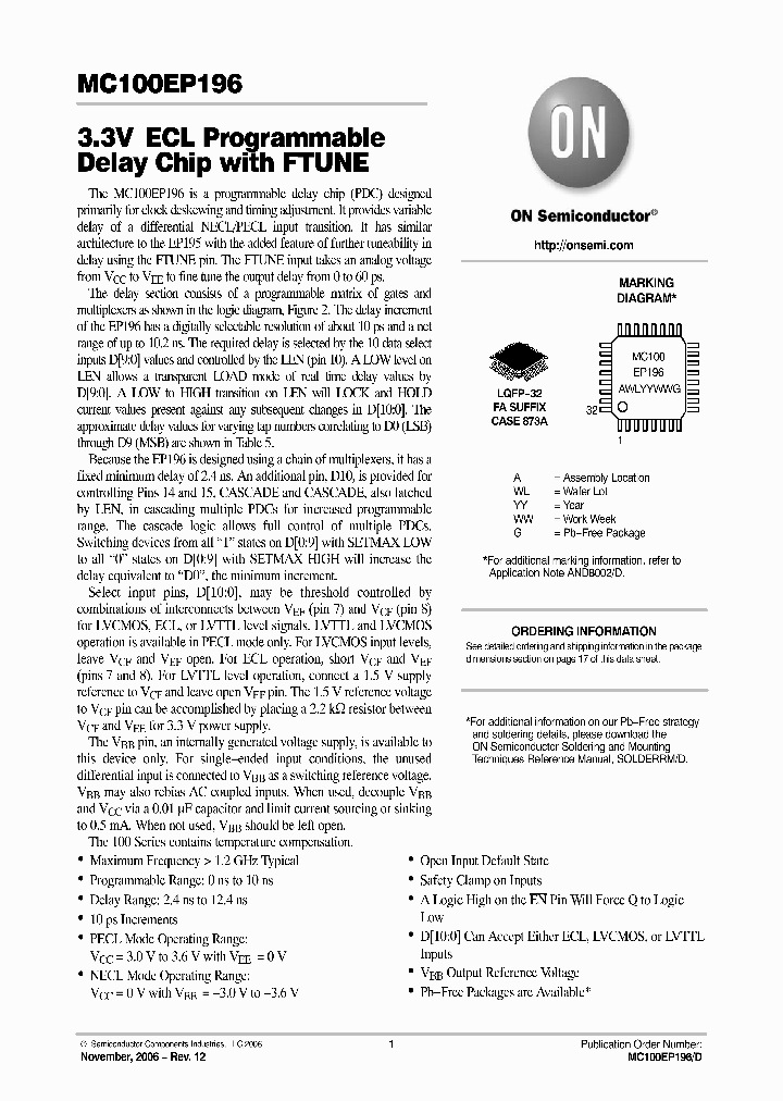 MC100EP196FAR2G_572645.PDF Datasheet