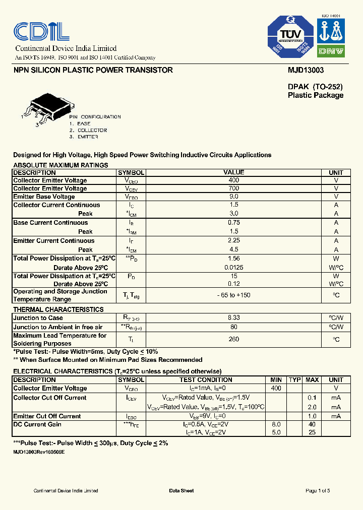 MJD13003_577340.PDF Datasheet