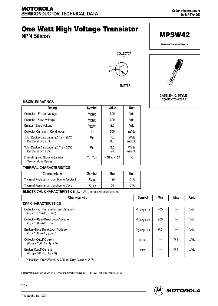 MPSW42_609531.PDF Datasheet