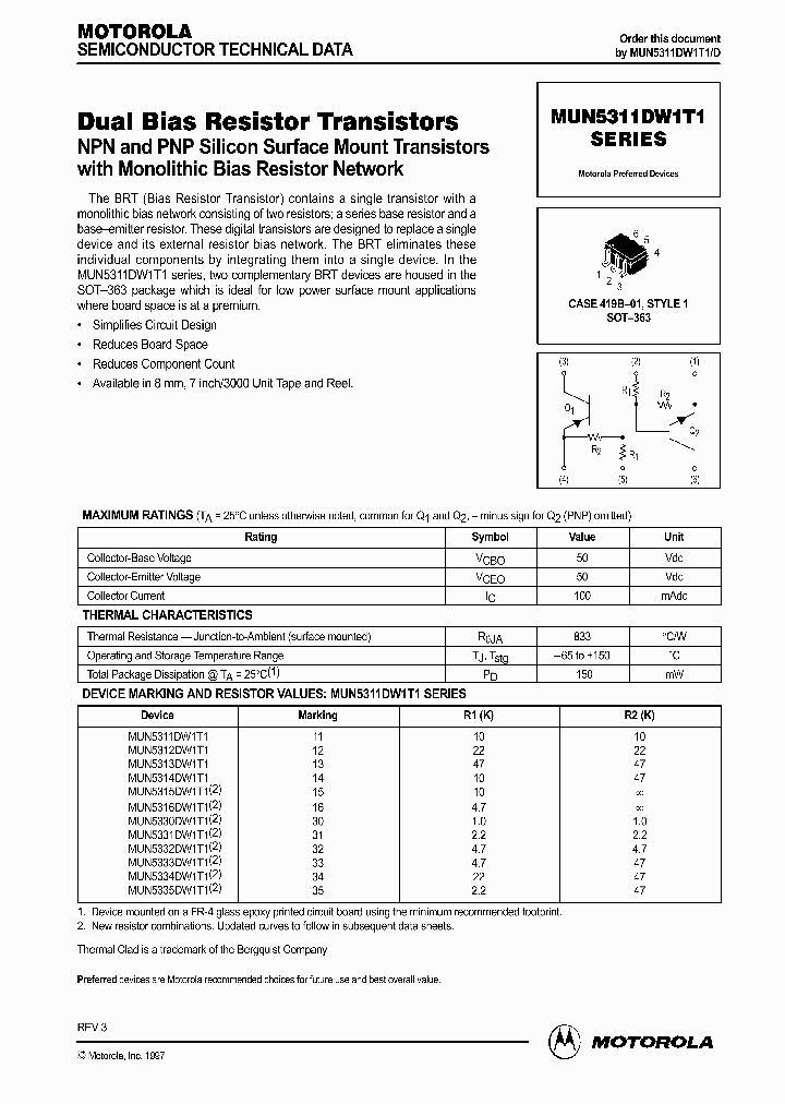 MUN5311DW_139311.PDF Datasheet