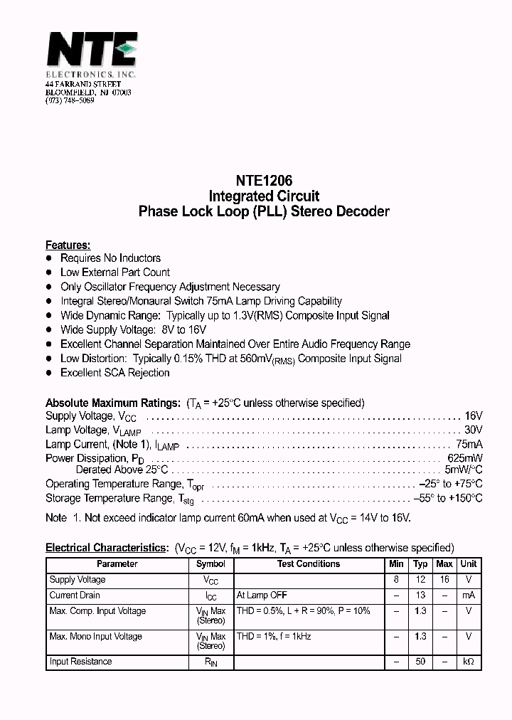NTE1206_650997.PDF Datasheet