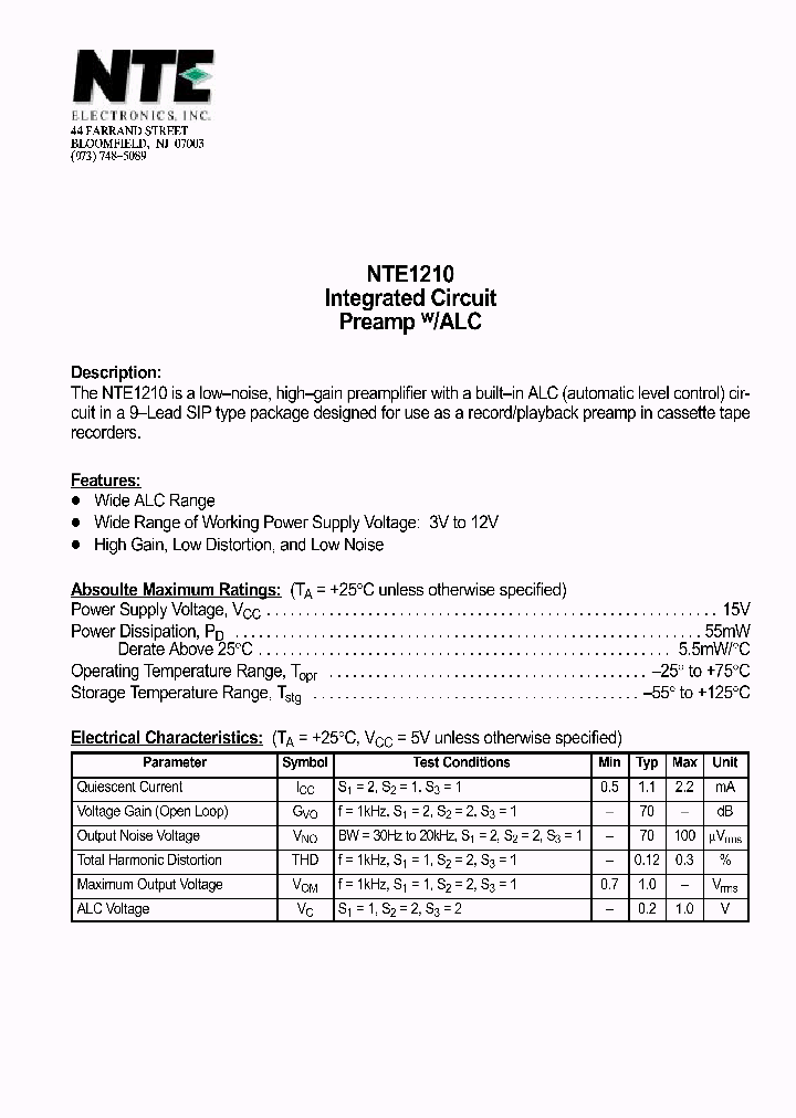 NTE1210_629856.PDF Datasheet