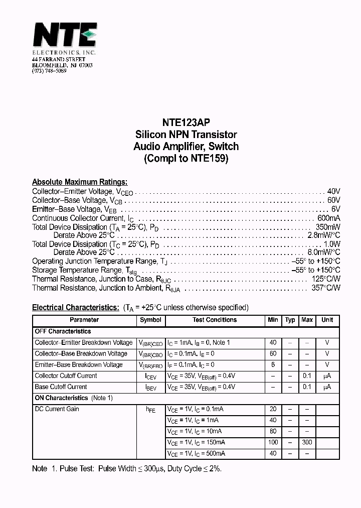 NTE123AP_639024.PDF Datasheet