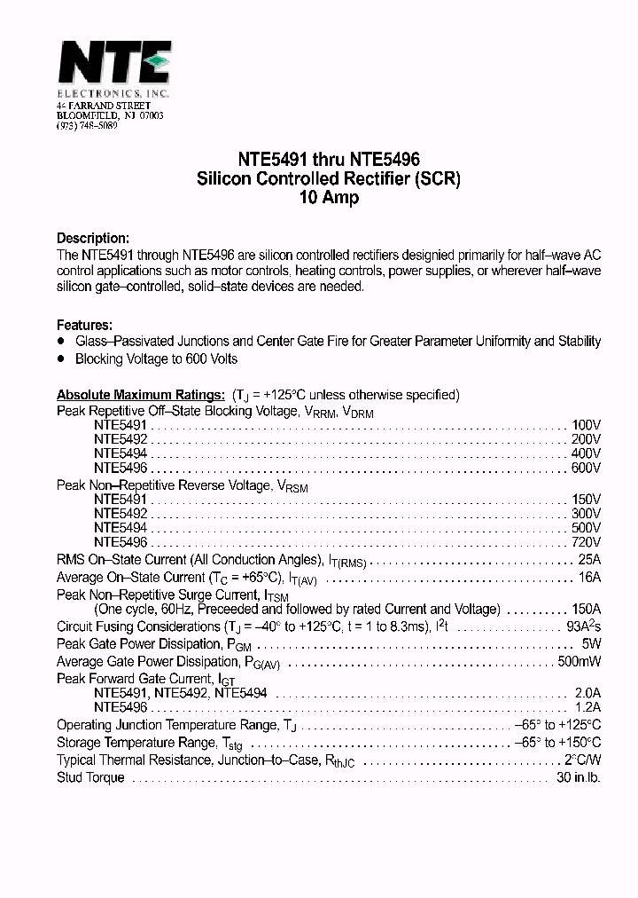 NTE5496_697464.PDF Datasheet