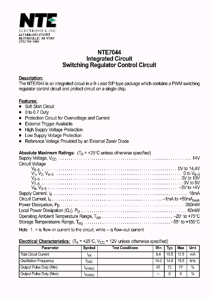 NTE7044_761814.PDF Datasheet