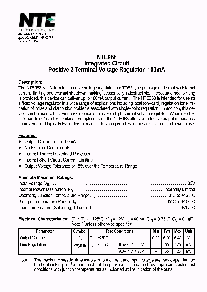 NTE988_646892.PDF Datasheet