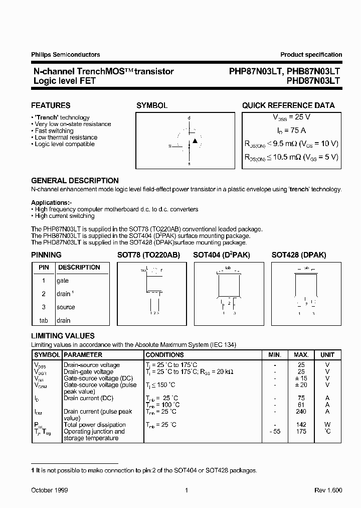 PHP87N03LT_269290.PDF Datasheet