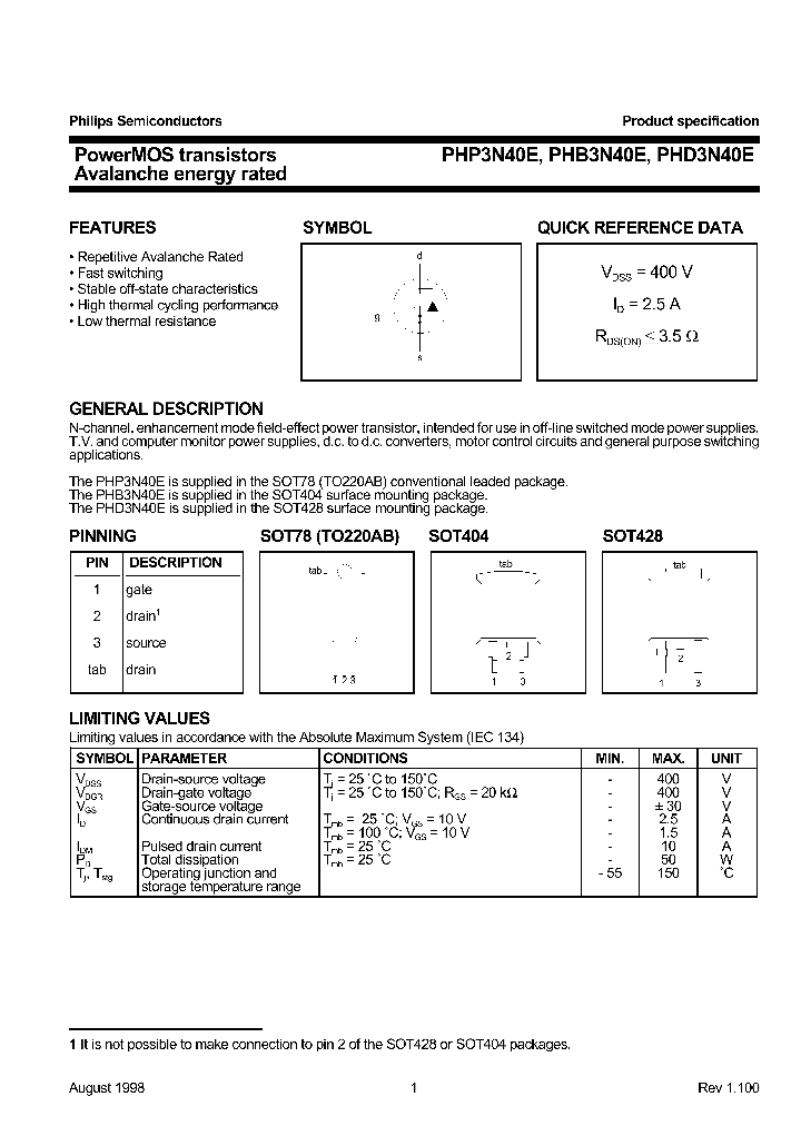PHD3N40E_747159.PDF Datasheet