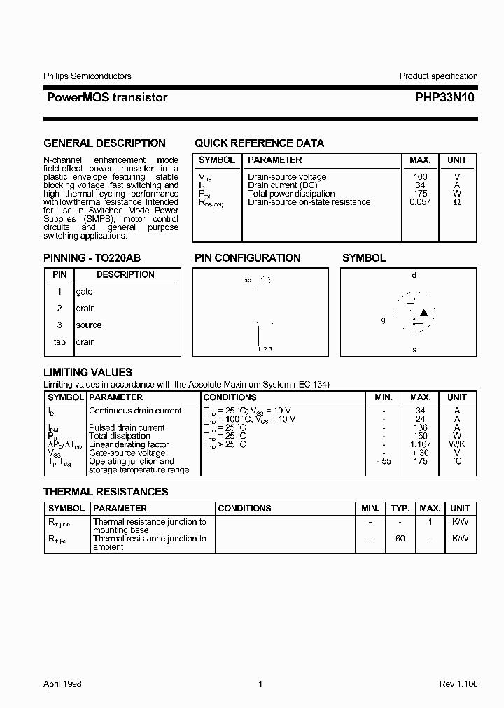 PHP33N10_745179.PDF Datasheet