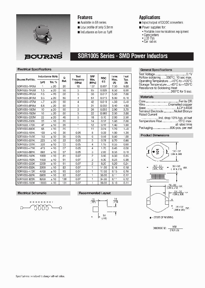SDR1005-100M_407451.PDF Datasheet