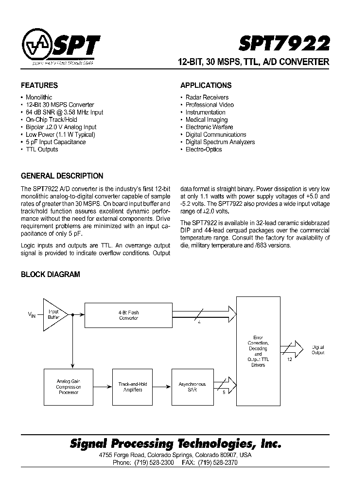 SPT7922SCQ_708830.PDF Datasheet
