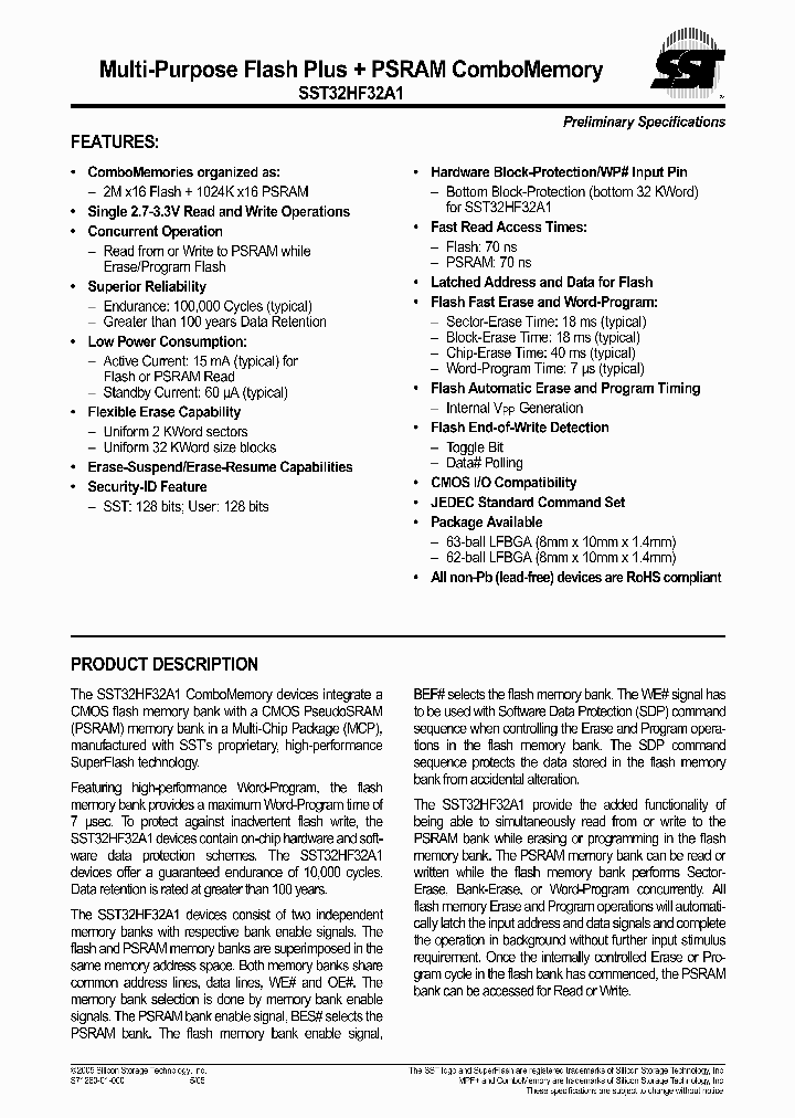 SST32HF32A1-70-4E-LS_734621.PDF Datasheet