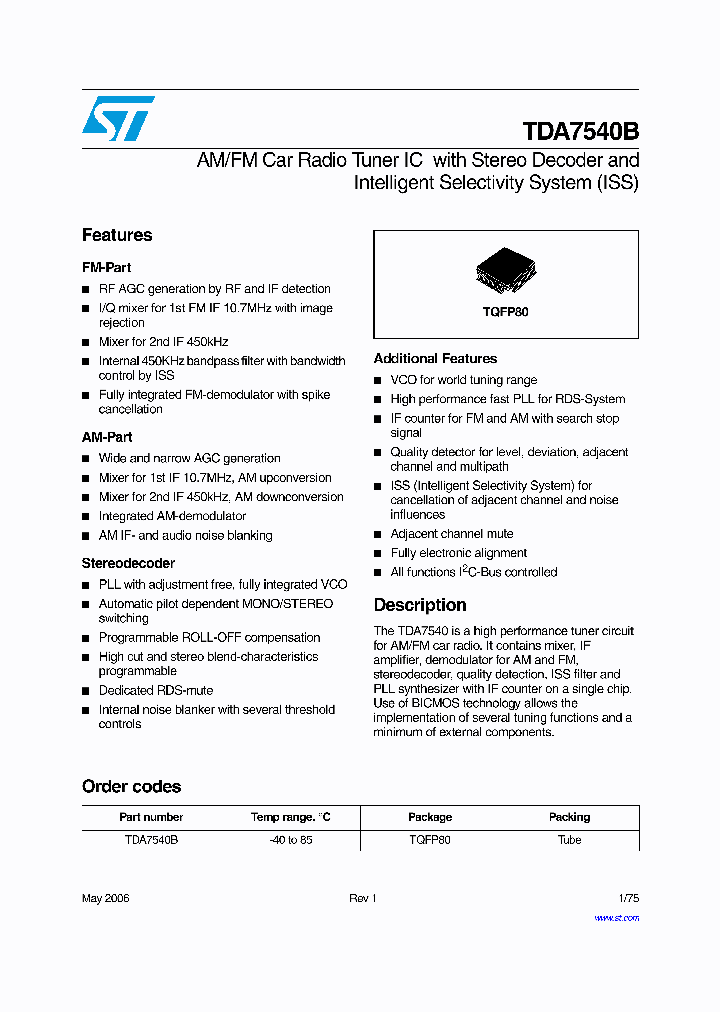 TDA7540B_574987.PDF Datasheet